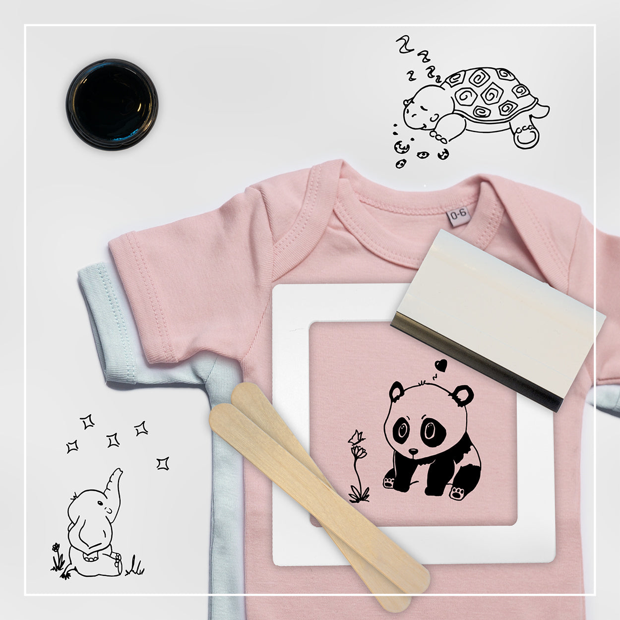 Baby-Set - Basisset mit 3 Motiven, 1 Farbe und 1 Babybody
