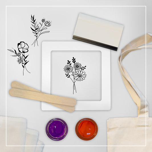 Blumensträuße - Basisset mit 3 Motiven, 2 Farben und optional 1 Jutebeutel und 3 Geschenksäckchen